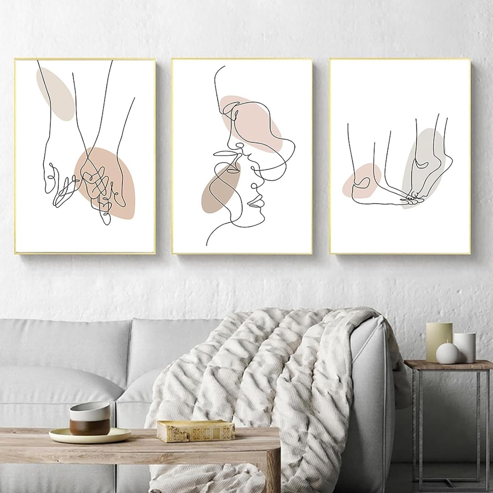 Affiche chambre salon couple amoureux art minimaliste sur toile sans cadre
