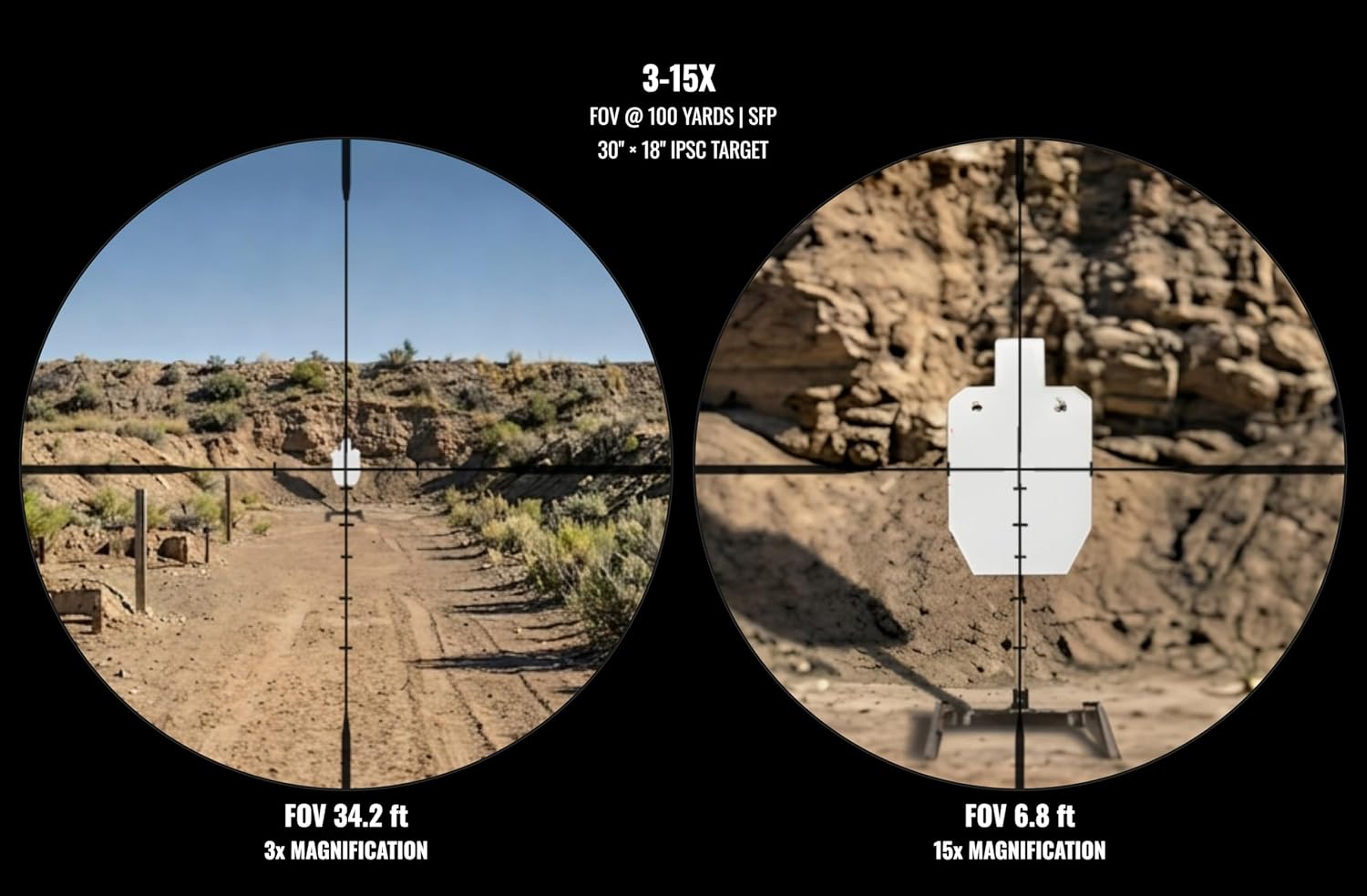 Monstrum Beast 3-15x44 Rifle Scope with Side Focus and Offset Scope Mount