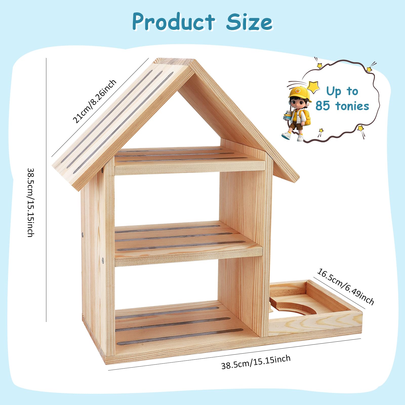 Étagère To-nie pour chambre d'enfant en forme de maison pouvant accueillir jusqu'à 85 To-nie Étagères To-niebox pour figurines Étagère murale et étagères de table chambre d'enfant Support de rangement