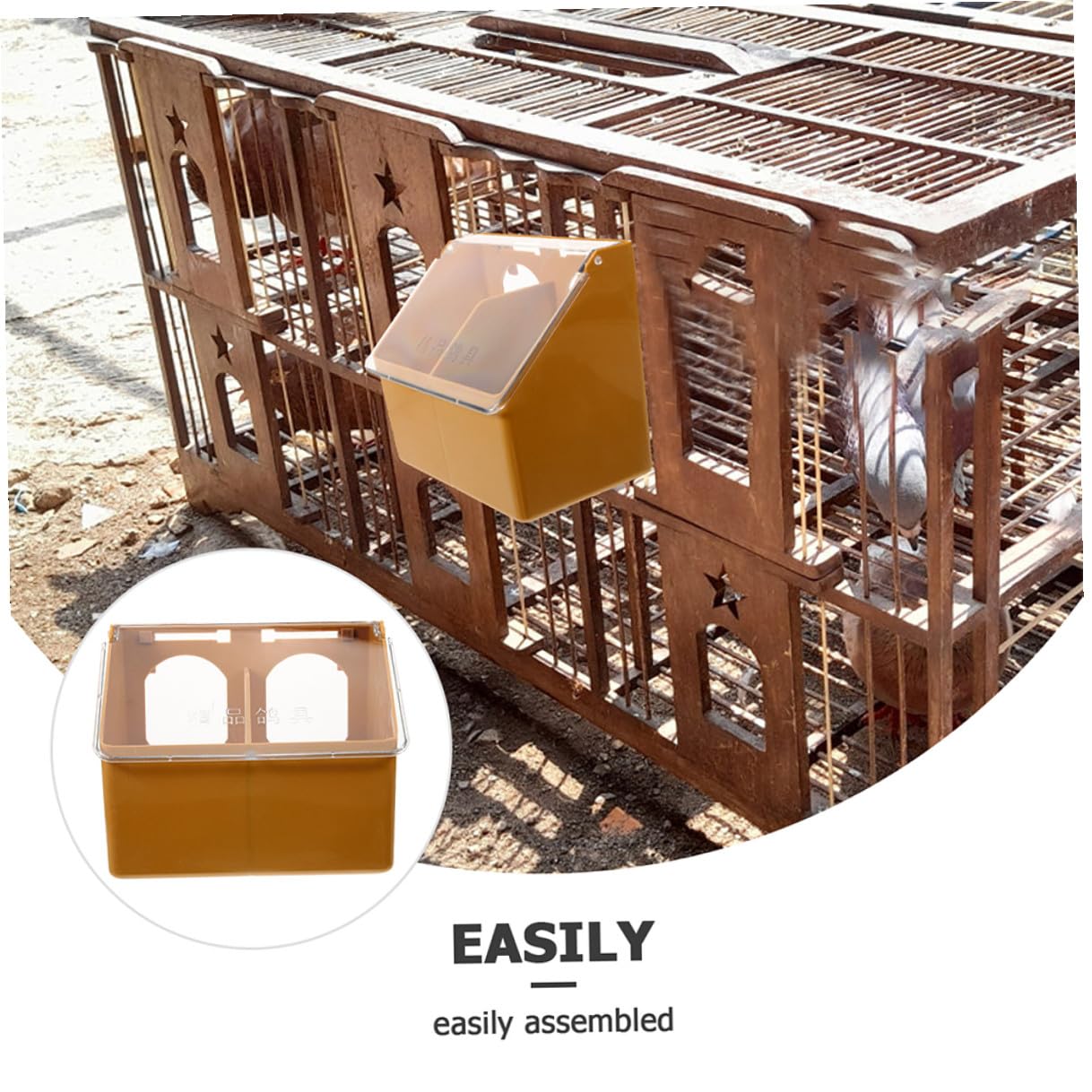 DECHOUS 3 pièces Mangeoire Oiseaux Suspendue avec Compartiments Doubles Distributeur Nourriture pour Perruches et Calopsittes Facile à Installer Cage Design Compartimenté Anti-conflit