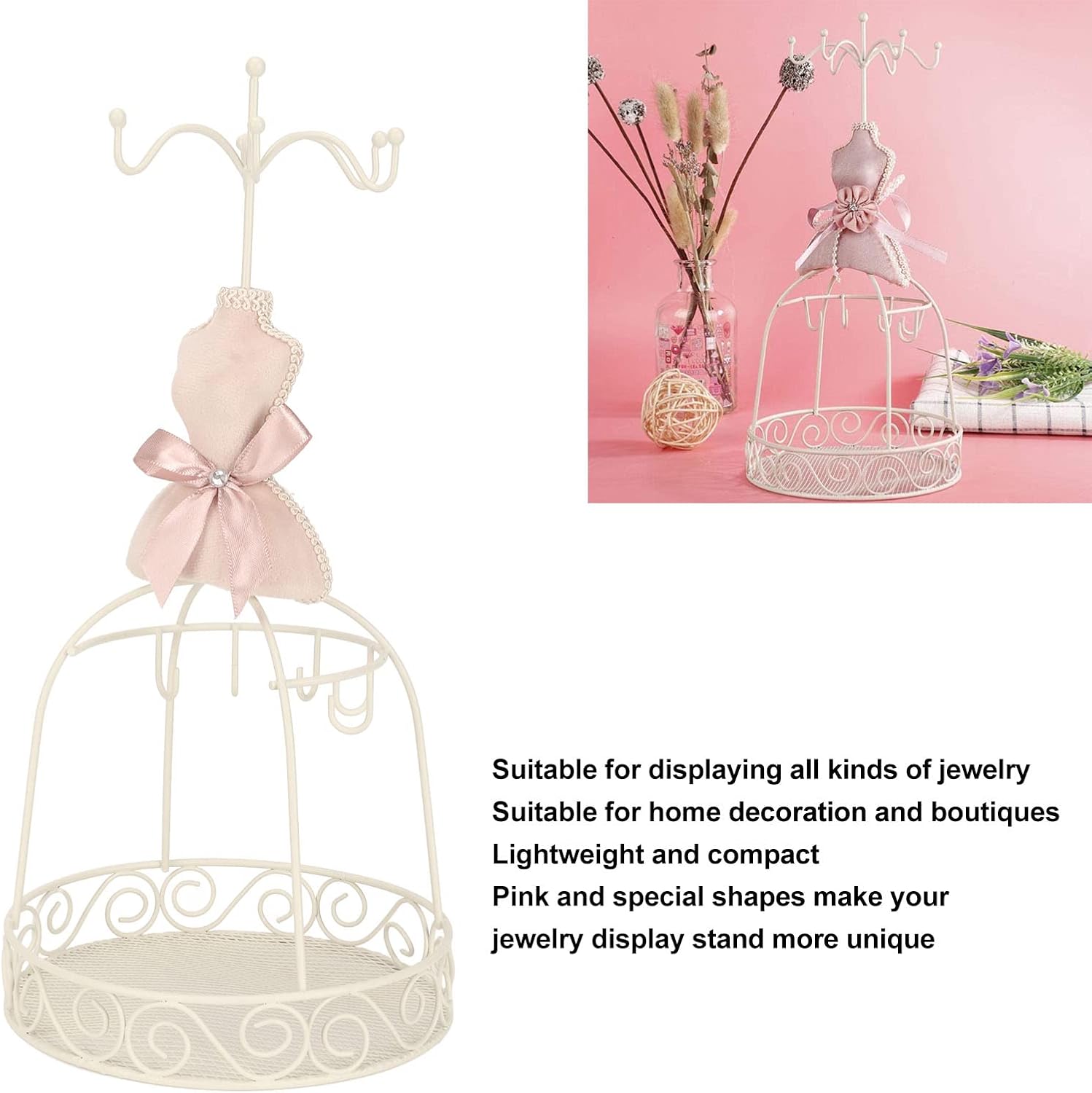 Tyenaza Compact Jewelry Display Stand - Mannequin Dress Earrings Necklace Organizer