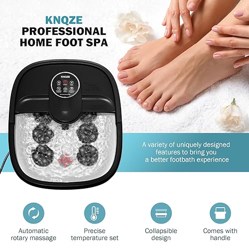 Miniatura 15 de KNQZE Spa de pies plegable con calor, control remoto, control de temperatura, burbujas, piedra pómez, luz roja, temporizador, 16 rodillos de masaje