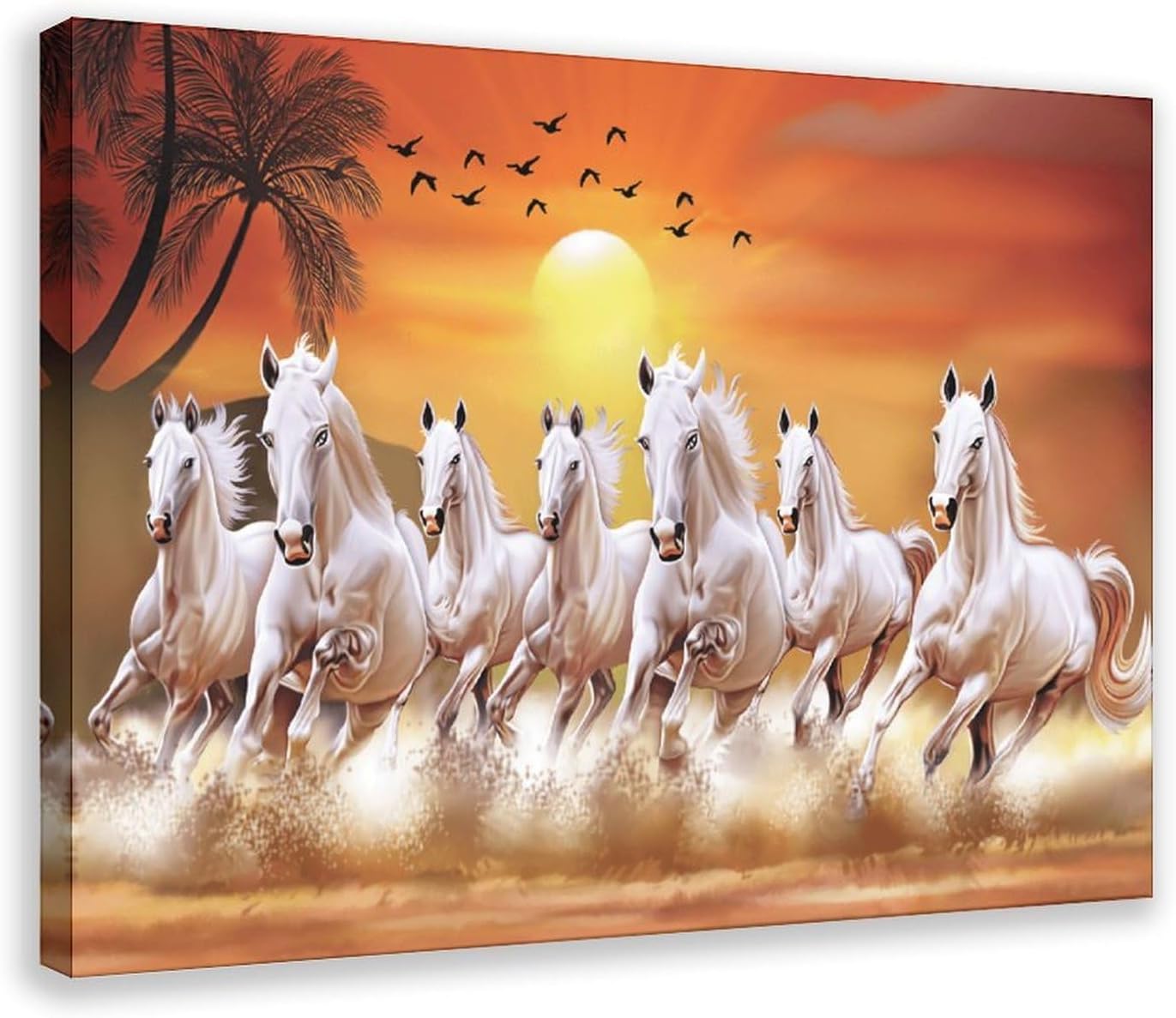 Seven Running Horses Painting Vastu Wall Art Poster 7 Lucky Horse Pictures 10 Canvas Poster Wall Art Decor Print Picture Paintings for Living Room Bedroom Decoration 1 Canvas Poster Bedroom Decor Landscape Office Room Decor Gift Frame-style24x36inch(