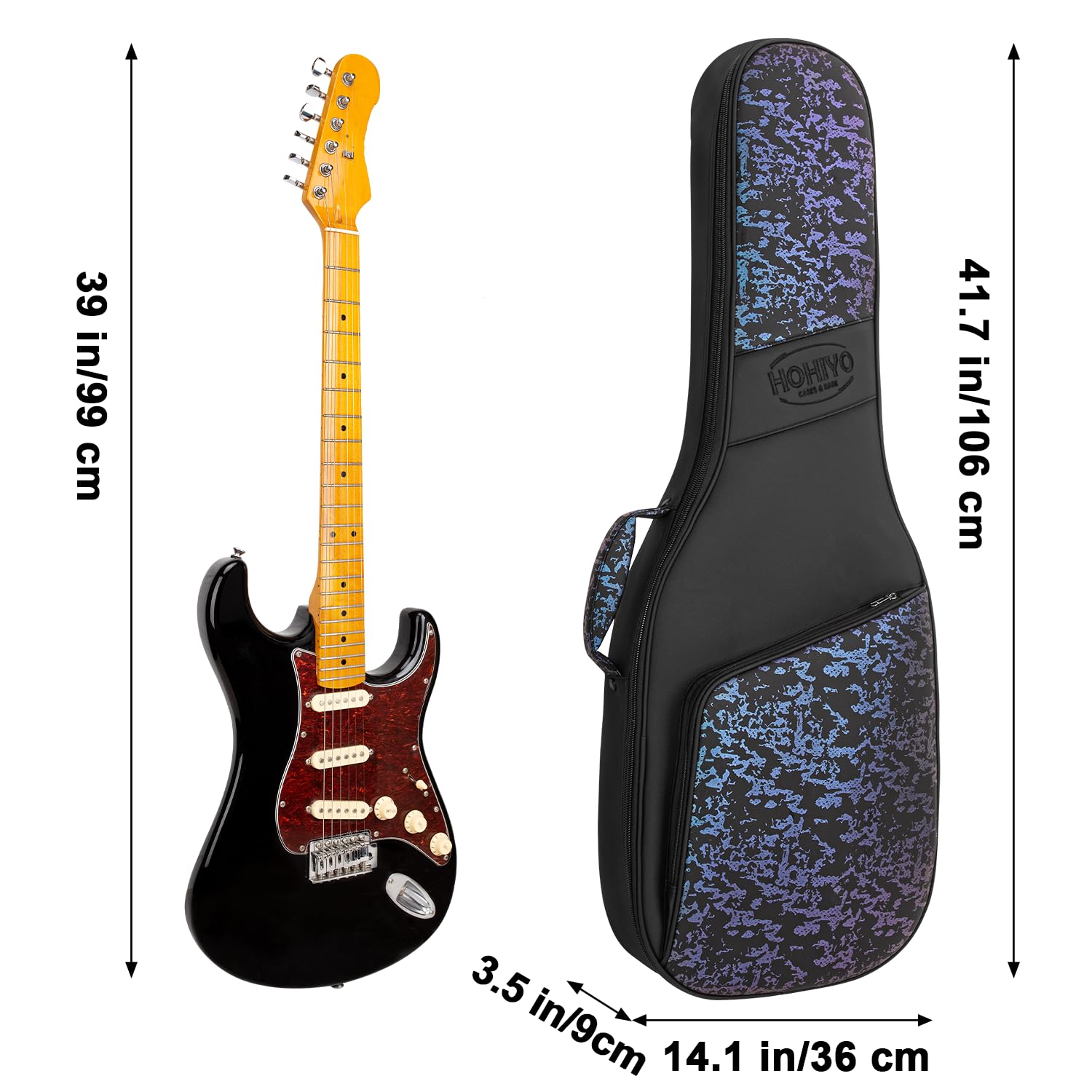 Bolsa para guitarra eléctrica de 41.7 pulgadas, funda suave impermeable de alta calidad con acolchado de 30 mm de grosor y reposacabezas fijo ajustable para el cuello, perfecta para guitarras