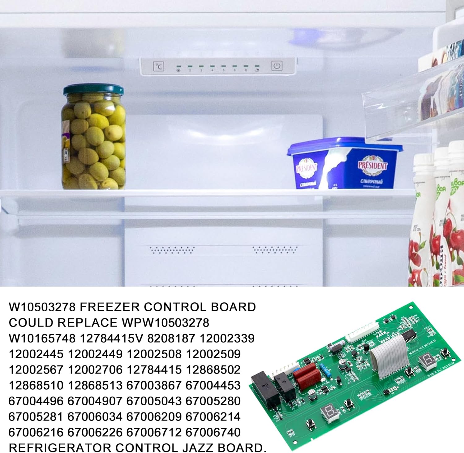 WPW10503278 Refrigerator Electronic (Jazz) Control Board - Compatible with Whirlpool, Maytag, KitchenAid, Kenmore, Amana, I-kea, Inglis, Jenn-Air - Replaces W10165748, 12784415V, 8208187 & More