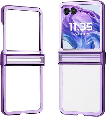for Motorola Razr 2025 Case Clear with Hinge Protection Shockproof Phone Cover for Moto Razr 2024 2025 - Clear Purple