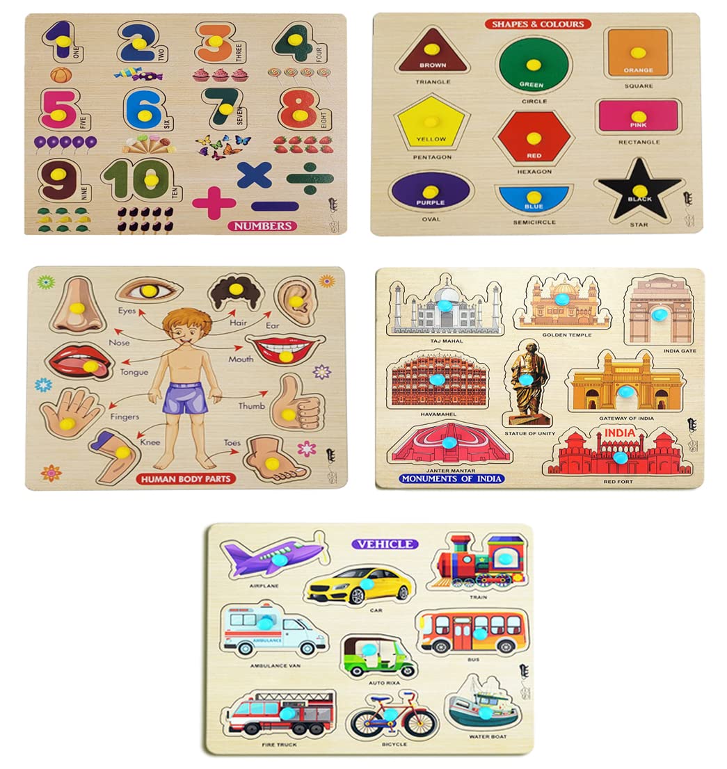 APPSTER Colorful Counting Numbers, Body Parts, Shape Color, Vehicles & Monuments of India Wooden Puzzle Toy for Kids Jigsaw Puzzles for Adults Baby Learning Educational Toys Board Game (Pack of 5) (B0C3HJPTF5) Amazon Price History, Amazon Price Tracker