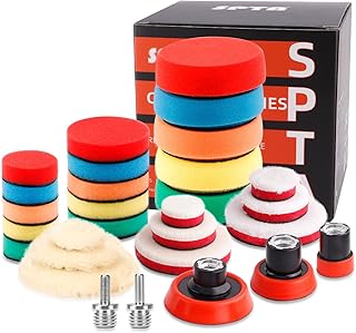 SPTA 29pcs Drill Buffing Pad Detail Polishing Pad Mix Size Kit with 5/8-11 Thread