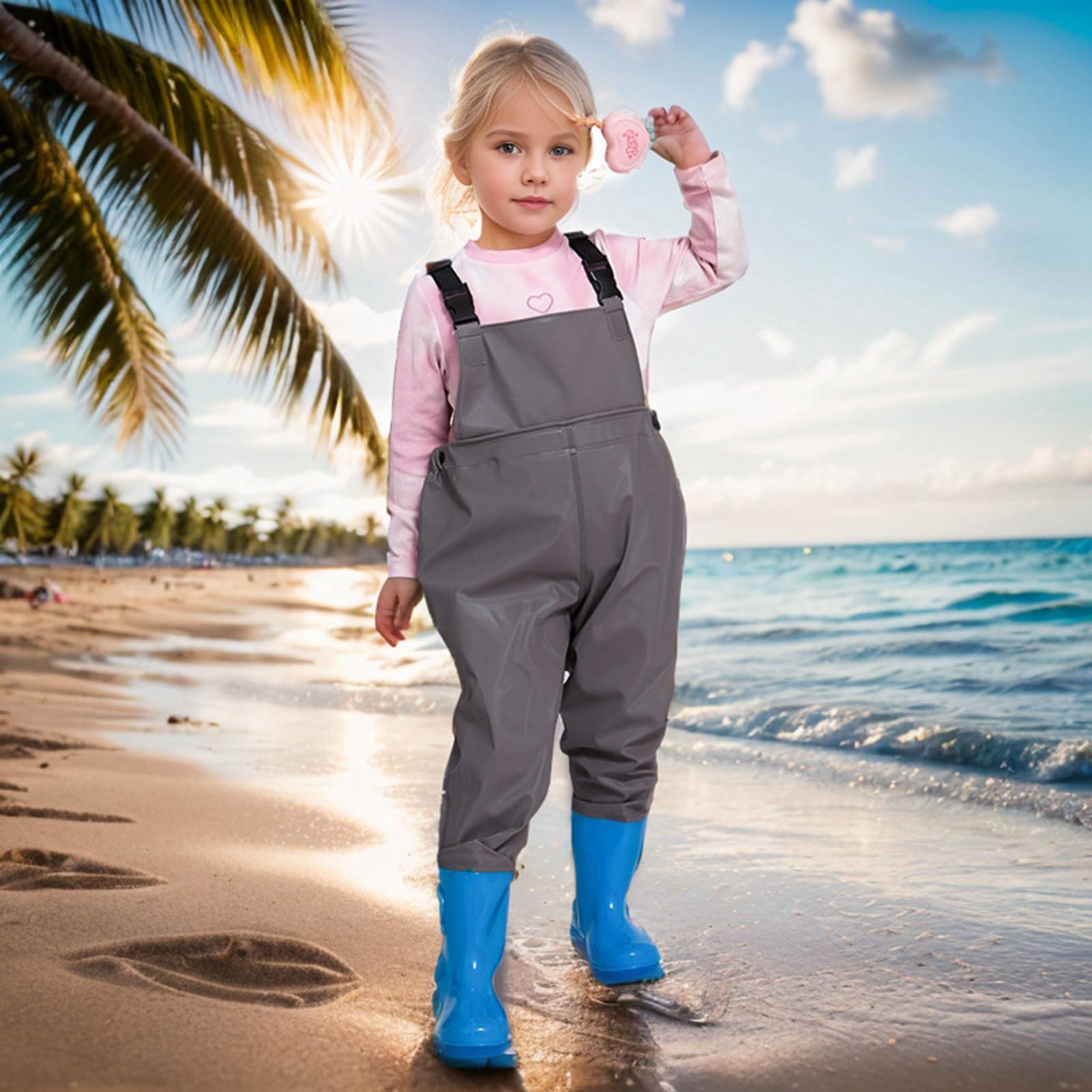 Generisch 2026 trampolieri bambini ragazzi ragazze trampolieri trampolieri da pesca per bambini piccoli impermeabili caccia pesca trampolieri con stivali
