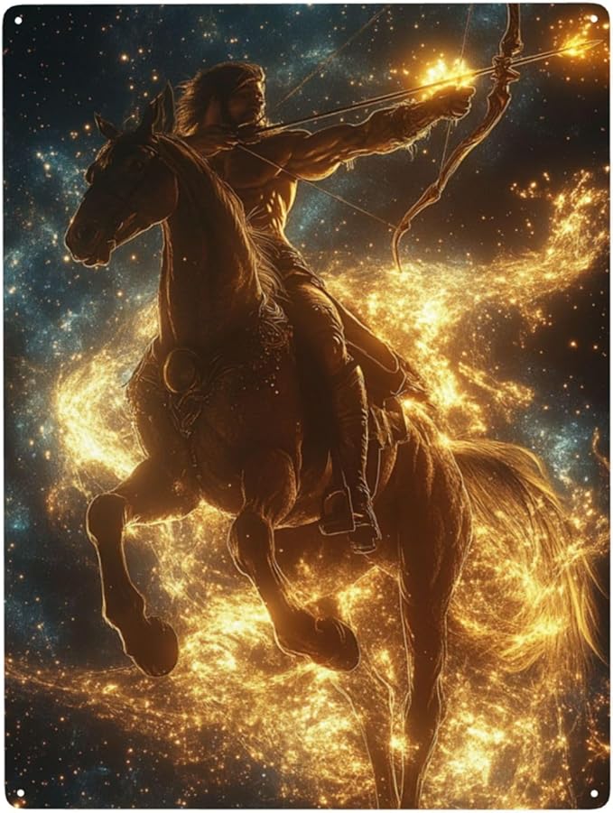 Fantasy Sagittarius Metal tin sign,Unique artistic plaque poster wall art decor,for living room,cafe,Yard,Patio,Bedroom,pub,club,Decorative Gift for constellations Lovers,6x8 inch
