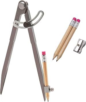 ALLY Tools 8 Inch Precision Locking Wing Divider/Woodworking Compass with Pencil Holder INCLUDES Two Pencils and Pencil Sharpener Ideal for Drawing, Drafting, Carpentry