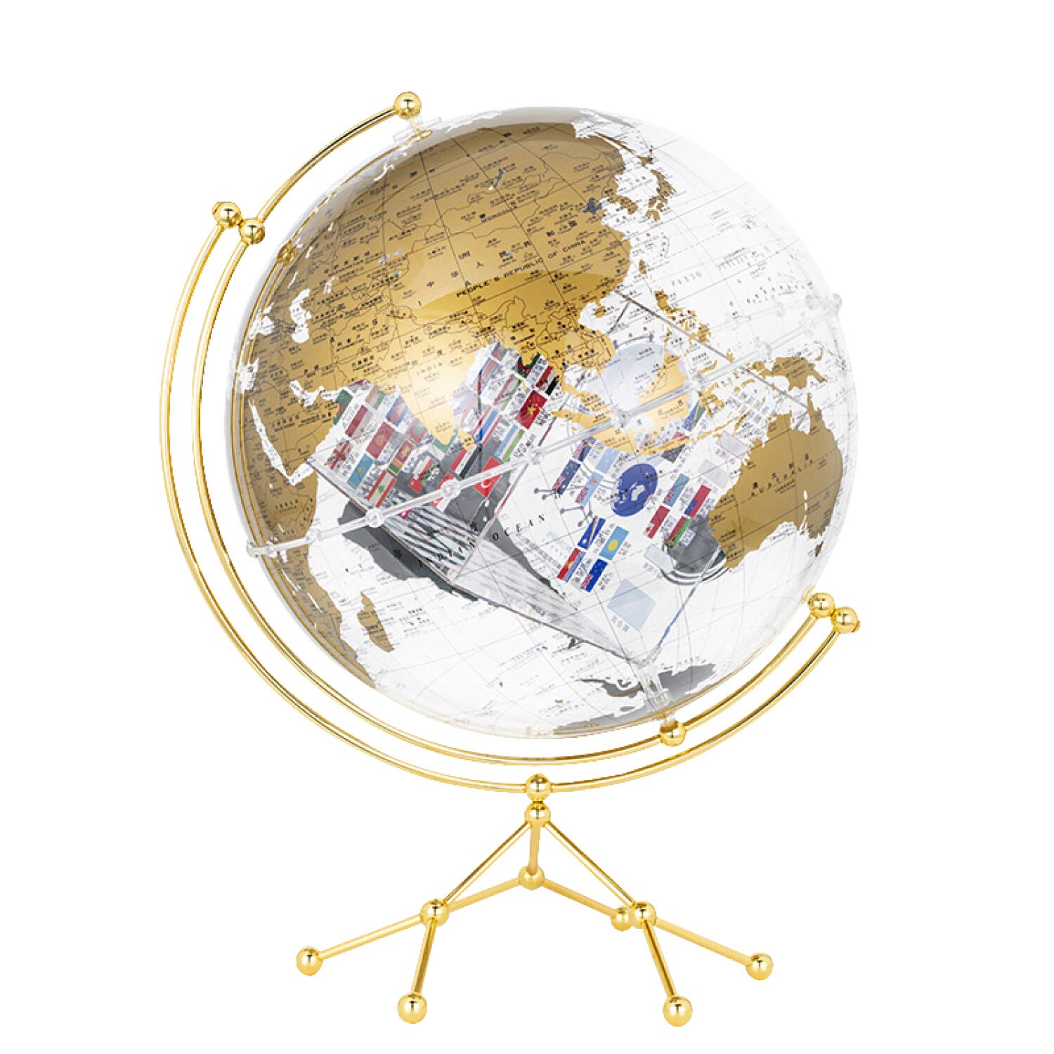 Globe terrestre bilingue 35cm pour apprendre la géographie avec socle transparent stable