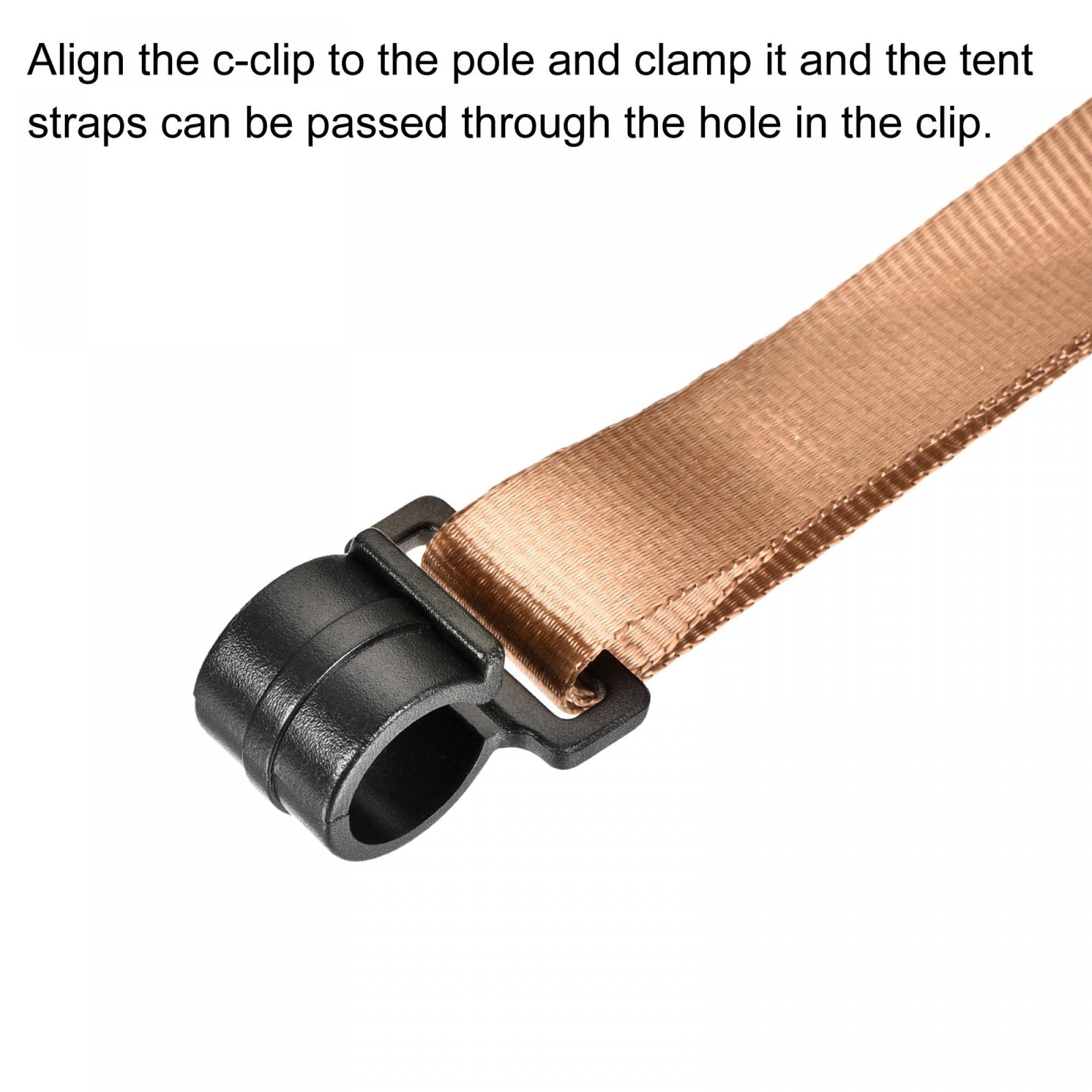 sourcing map Clip per asta da tenda, 12 mm, a forma di C per asta di telo, in plastica, per campeggio all'aperto, colore nero, confezione da 10