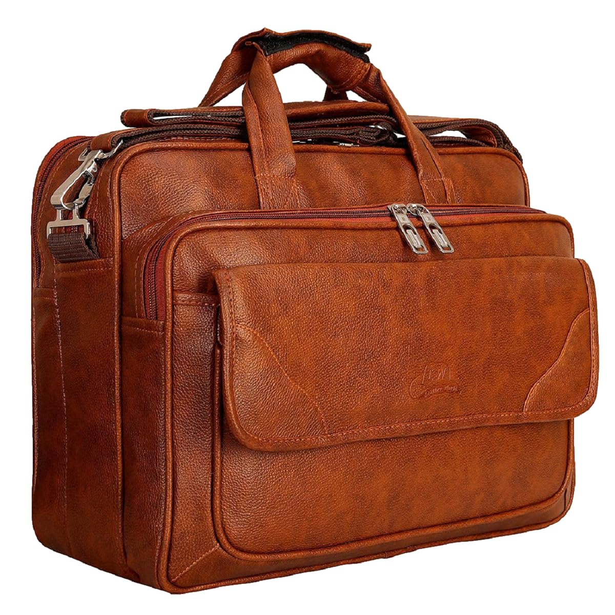 Laptop Office Vegan Leather Briefcase 15.6 Inch Messenger Bag Satchel for Men and Women, Adjustable Strap and Expandable Bottom-image-4