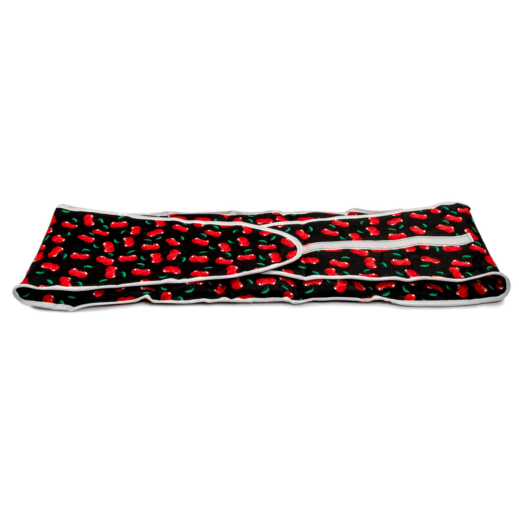Wärmekissen Johanniskernkissen Gürtel mit Klettverschluss - ca. 135cm - 7-Kammer. Körnerkissen - cherry-black
