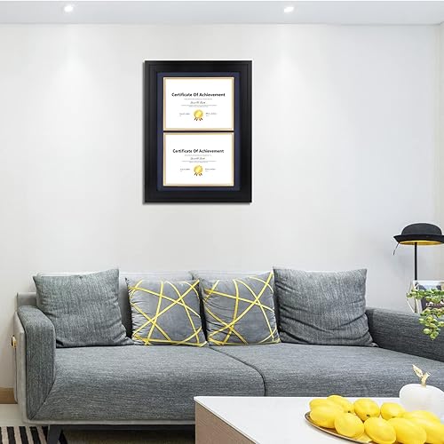 Miniatura 7 de Golden State Art, Marco de diploma doble de 14 x 20 pulgadas, marco marrón desestresado para dispalay documento doble de 8.5 x 11 pulgadas con