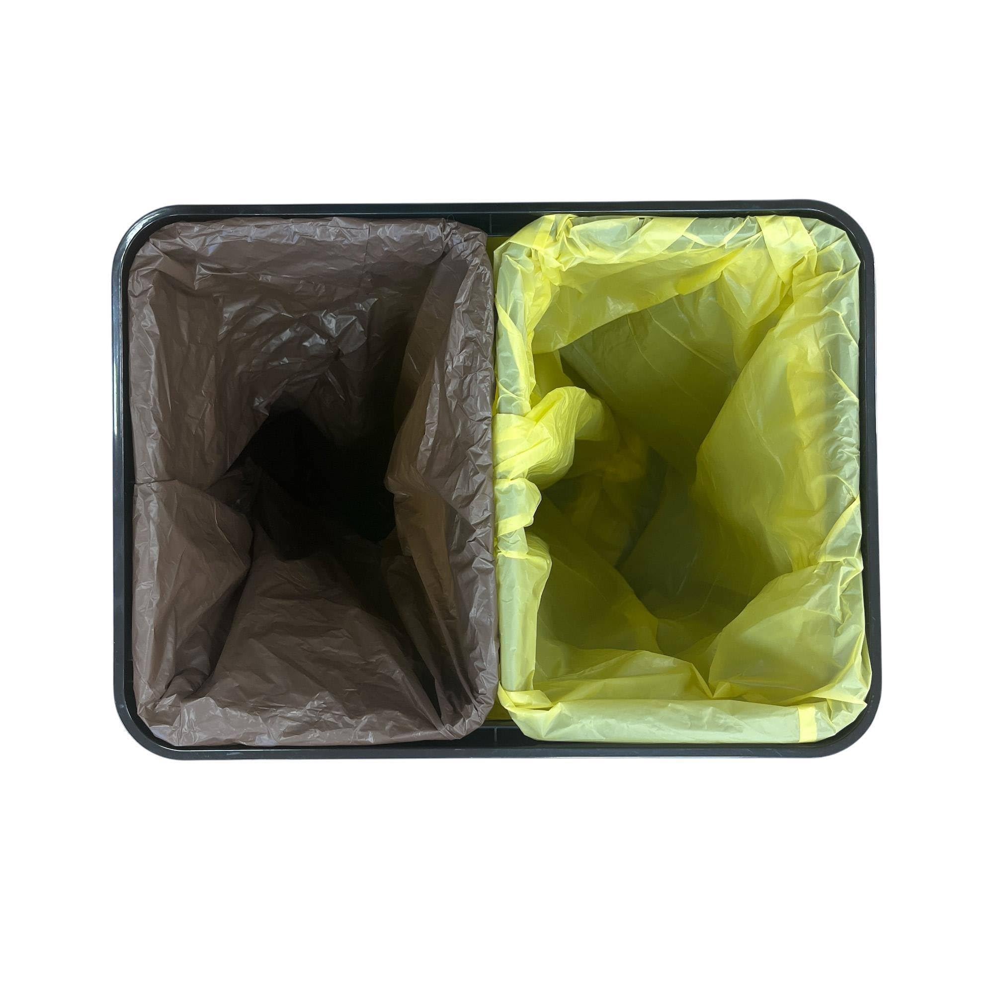 WELL HOME Intelligenter Mülleimer ohne Füße für Recycling, mit automatischer Öffnung und manuellem Kontakt, 15 l + 15 l, 35,5 x 26 x 60 cm, Grau