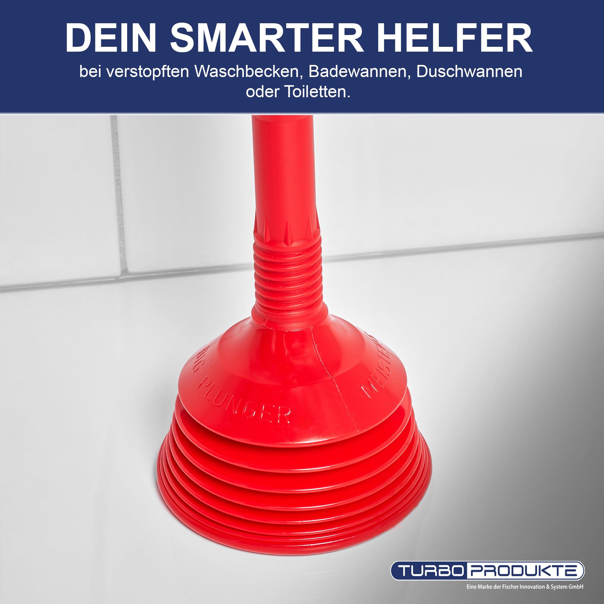 TURBO PRODUKTE Turbo Stampfer Limone inkl. Überlaufdichtung - Pömpel rohrfrei -Saugglocke für jeden Abfluss - max. Saugkraft - 5-faches Ansaugvolumen