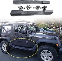 Vista 6 de Estribos compatibles con Jeep Wrangler JK Unlimited 2007-2018 de 2 puertas, barras Nerf con escalón lateral negro