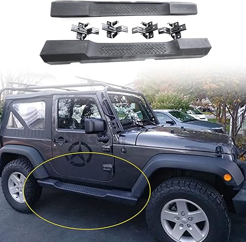 Miniatura 6 de Estribos compatibles con Jeep Wrangler JK Unlimited 2007-2018 de 2 puertas, barras Nerf con escalón lateral negro