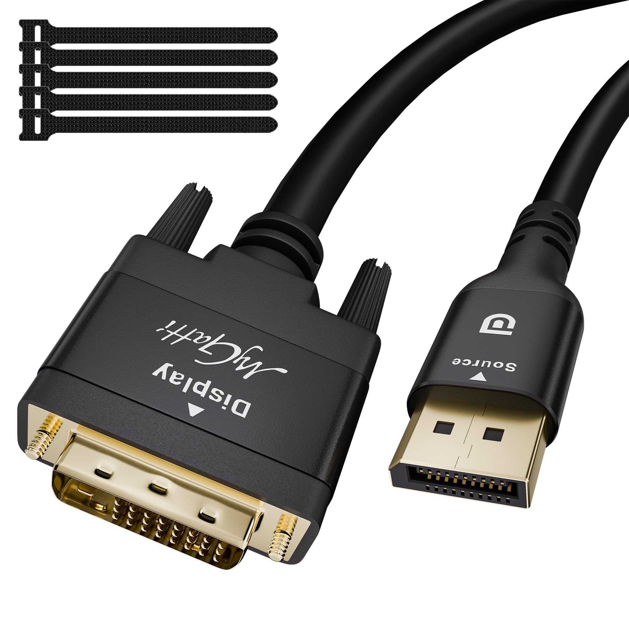 Cavo DisplayPort a DVI 1.5m,4K@30Hz/1080p@60Hz Unidirezionale, Cavo DP a DVI Adattatore Maschio/Maschio per Monitor, Proiettore, Computer, Desktop, PC, HDTV ecc. con 5 fascette per cavi