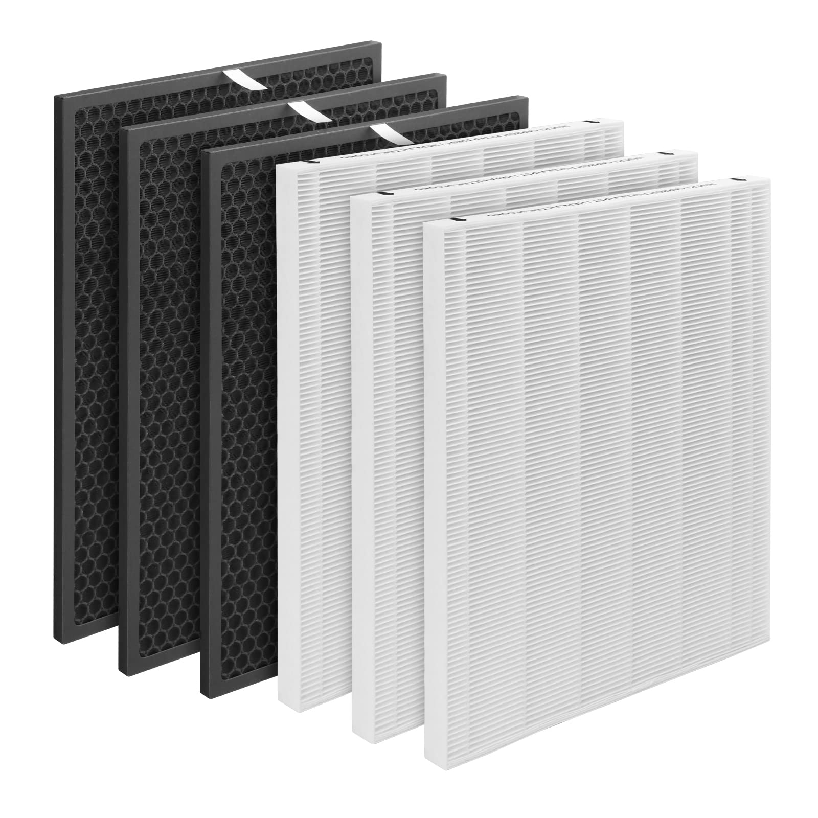 116130 True HEPA Replacement Filter H Compatible with Winix 5500-2 Purifier and Models AM80, 3-Set Include 3×True HEPA Filters + 3×Activated Carbon Filters