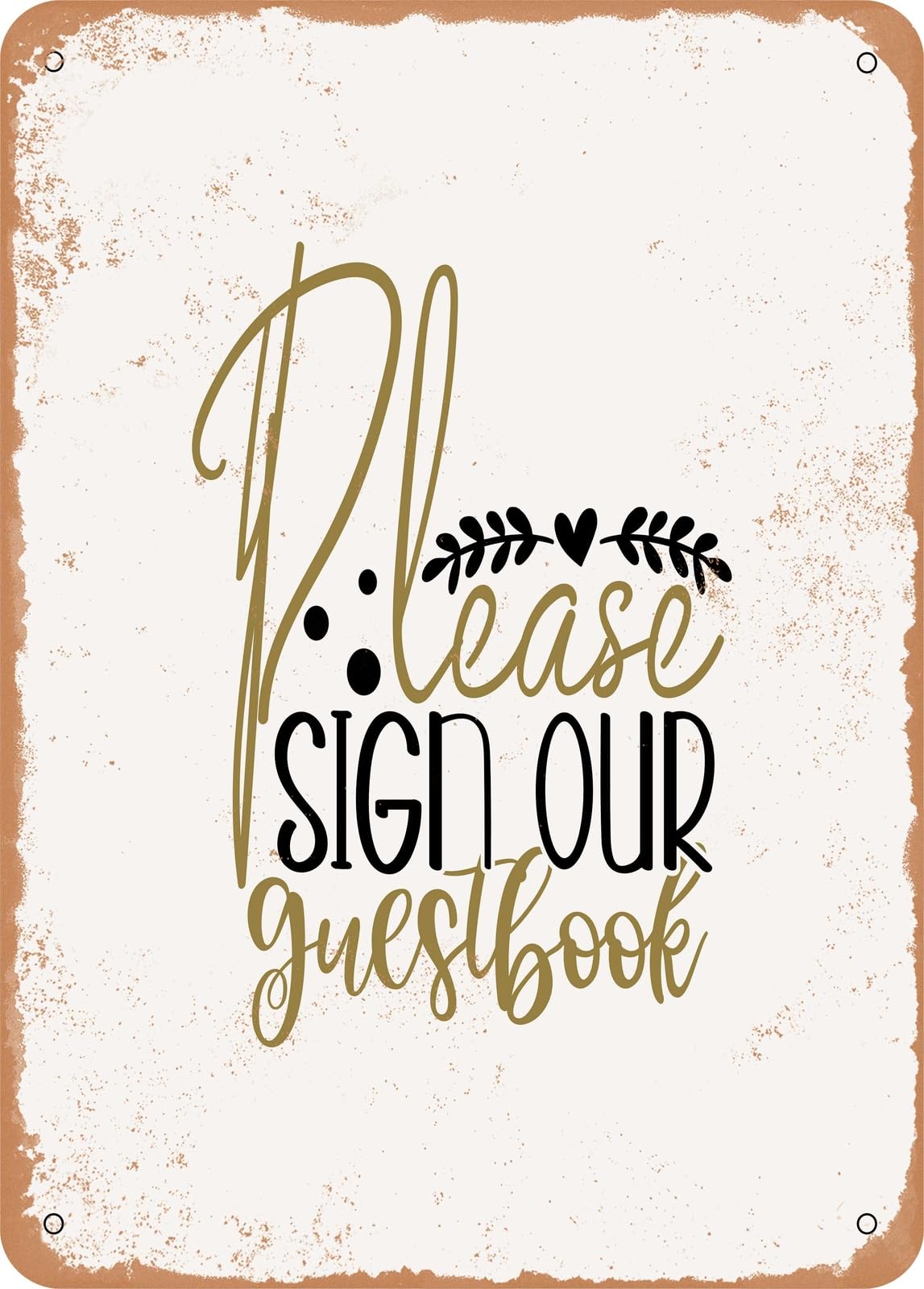 Miaomansenstore Metal Sign - Please Sign Our Guestbook - Vintage Rusty Look Home Decor