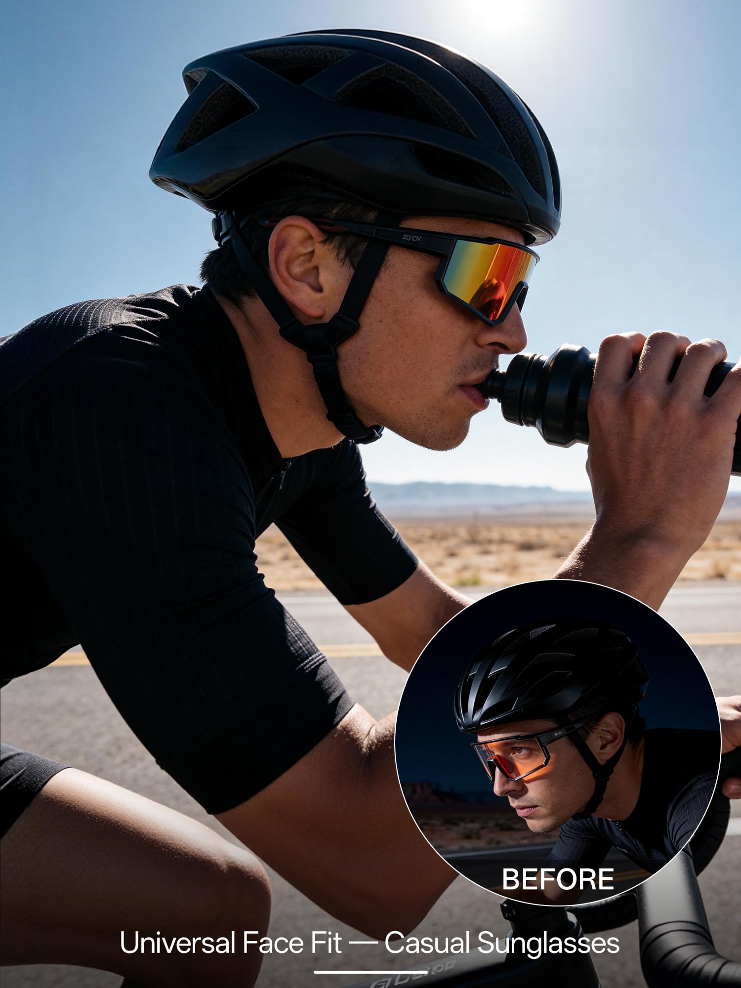 SCVCN Lunettes de cyclisme pour homme et femme, lunettes de vélo enveloppantes 31,6 g avec verres colorés ou photochromiques, protection UV400 pour route et VTT