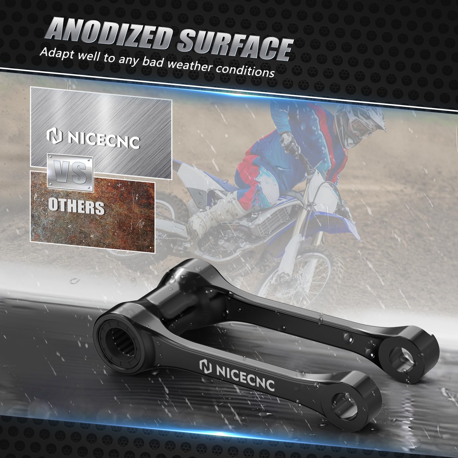 NICECNC - Link di sospensione posteriore inferiore nero compatibile con Yamaha YZ 250 FX 2020-2025 YZ 450 FX 2019-2025, WR 450 F 2016-2025, vedere compatibilità