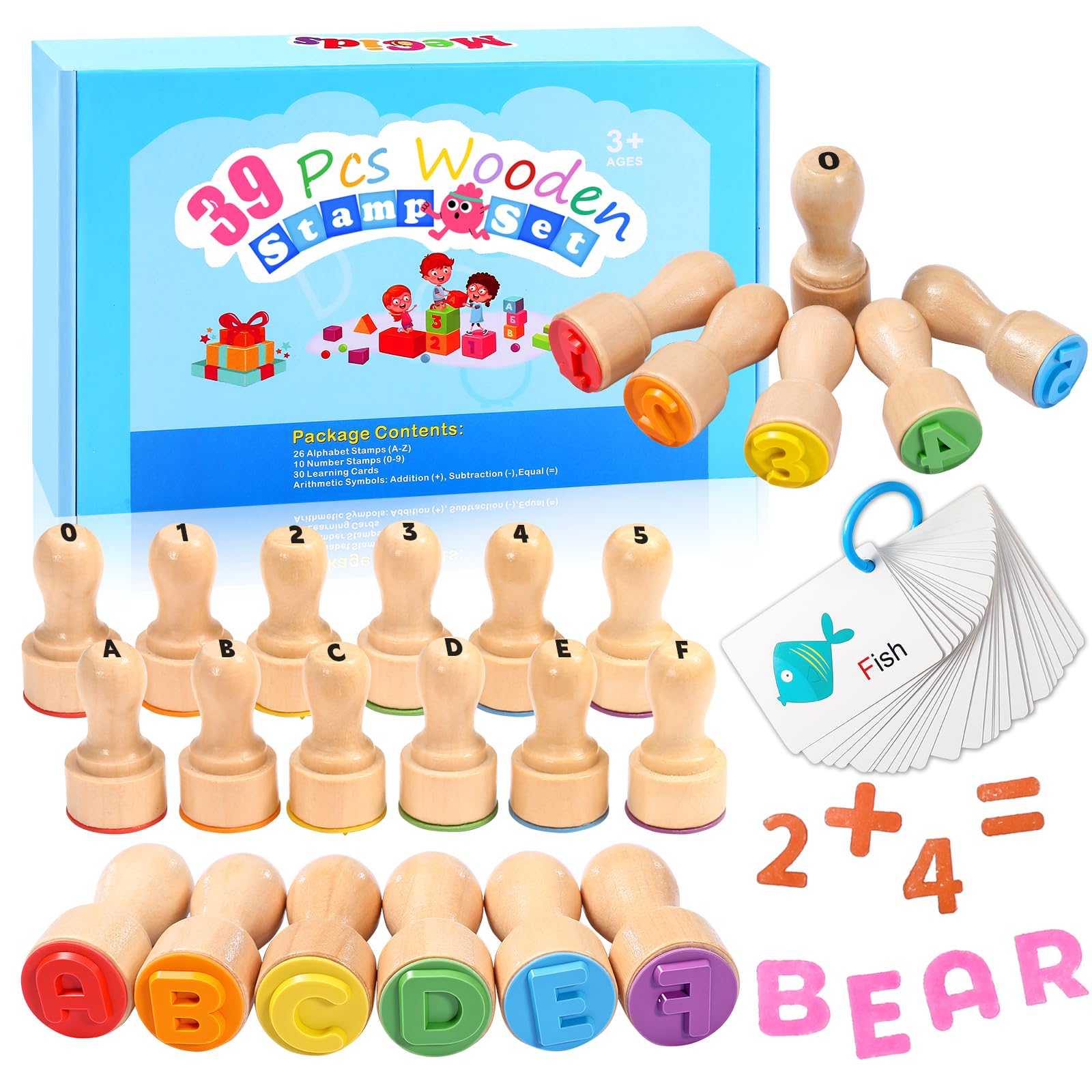 Amazon.com: MeCids Wooden Alphabet Number Stamp for Kids  display picture 1