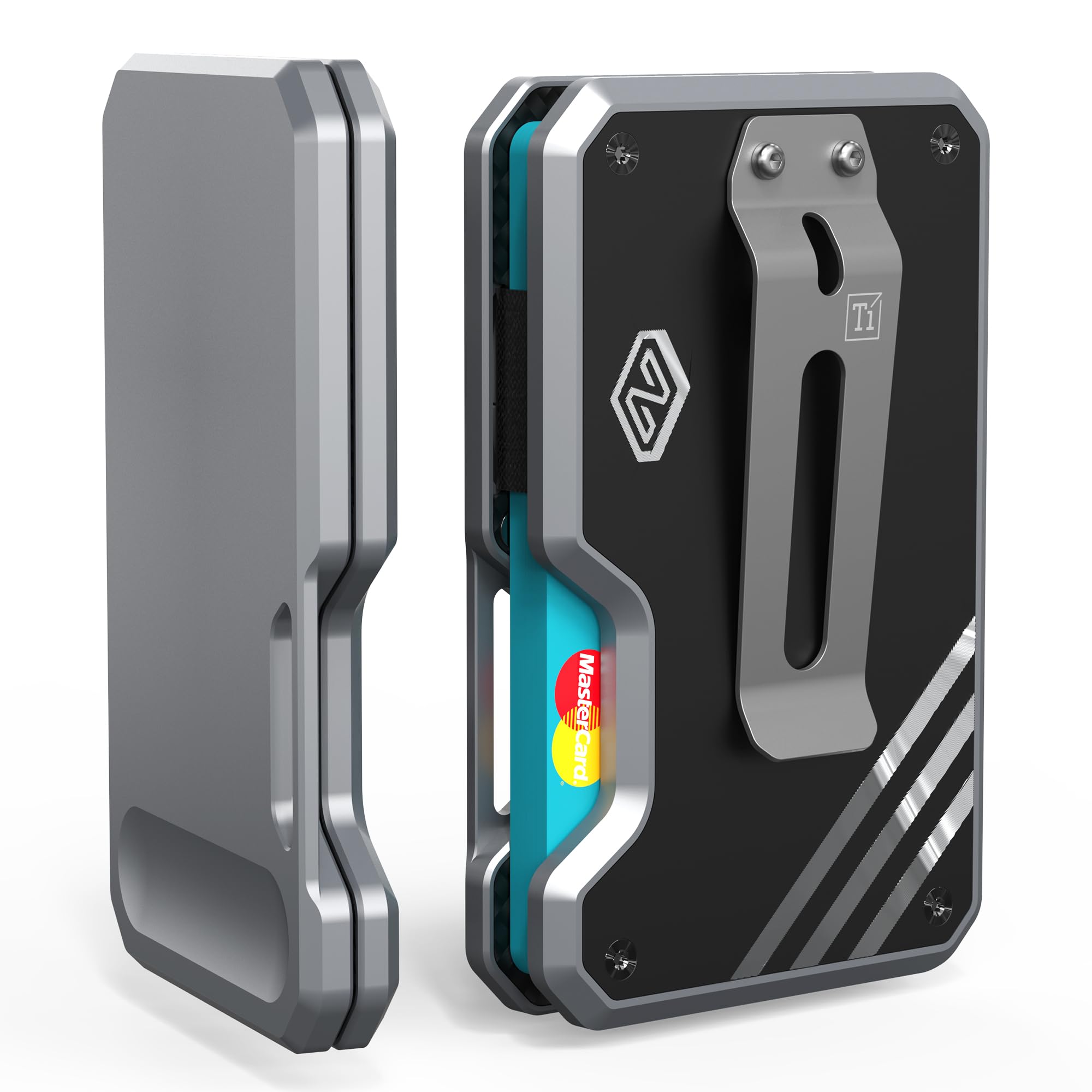 niubuy Minimalist Slim Wallet For Men RFID Blocking Front Pocket Credit Card Holder - Metal Wallet For Men With Titanium Money Clip - Magsafe Wallet