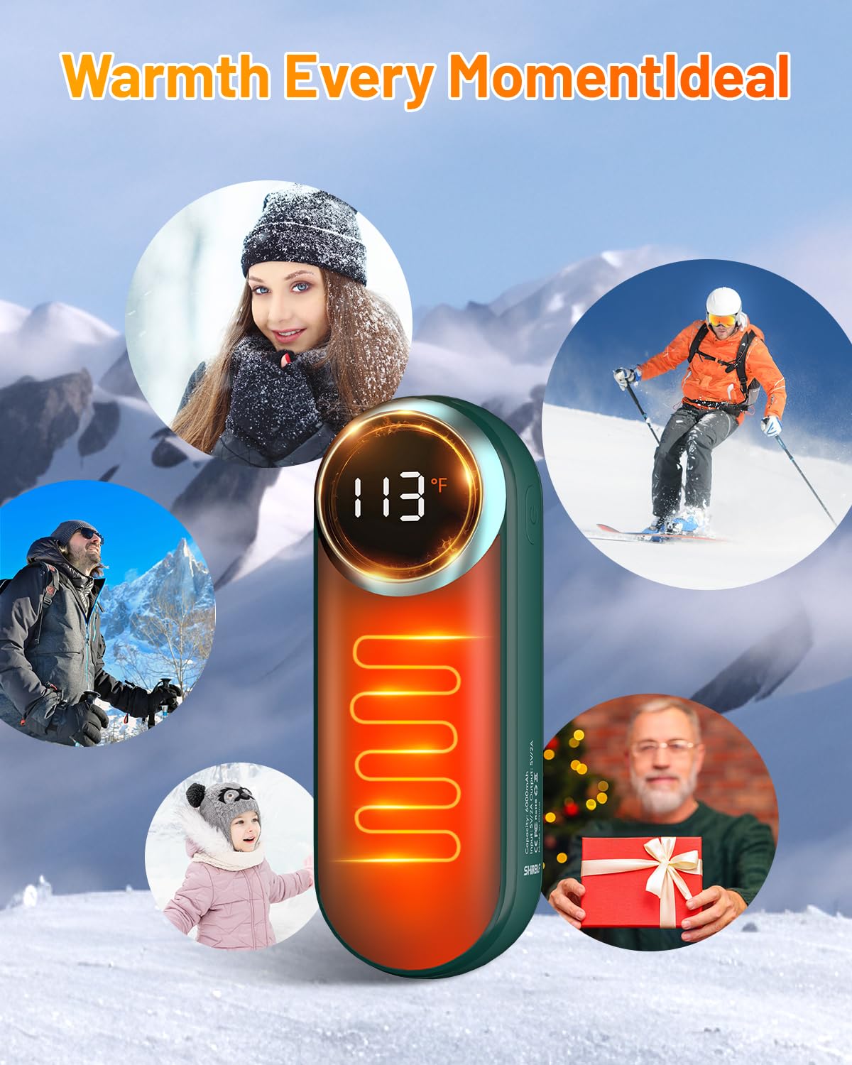 Calentadores de manos recargables, calentadores de manos eléctricos de 12000 mAh con luz, paquete de 2 manos calientes de bolsillo reutilizables hasta 20 horas, calentador portátil de calor de doble