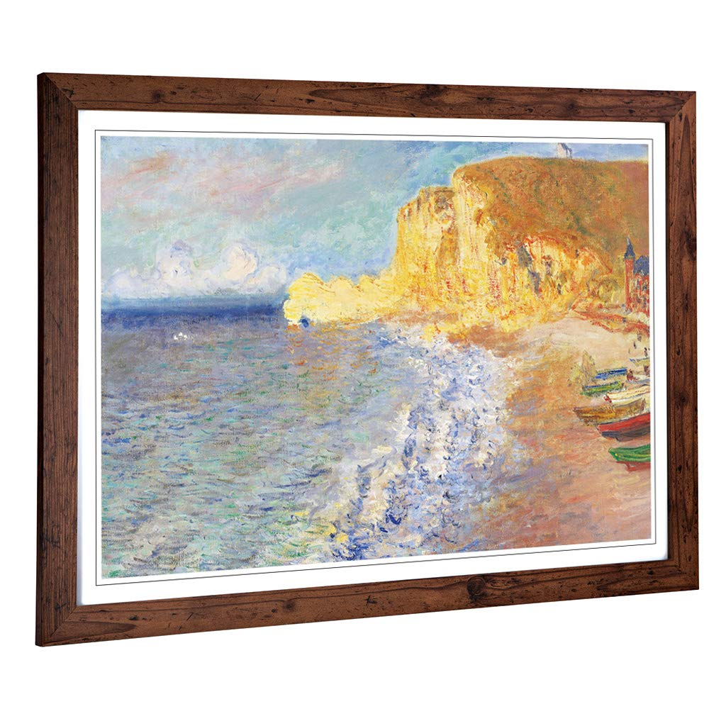 Big Box Art Framed Print of Claude Monet Morning in Etretat Design | Wall Art Picture | Home Decor for Kitchen, Living Room, Bedroom, Hallway, Walnut, A2 / 24.5x18 Inch / 62x45cm
