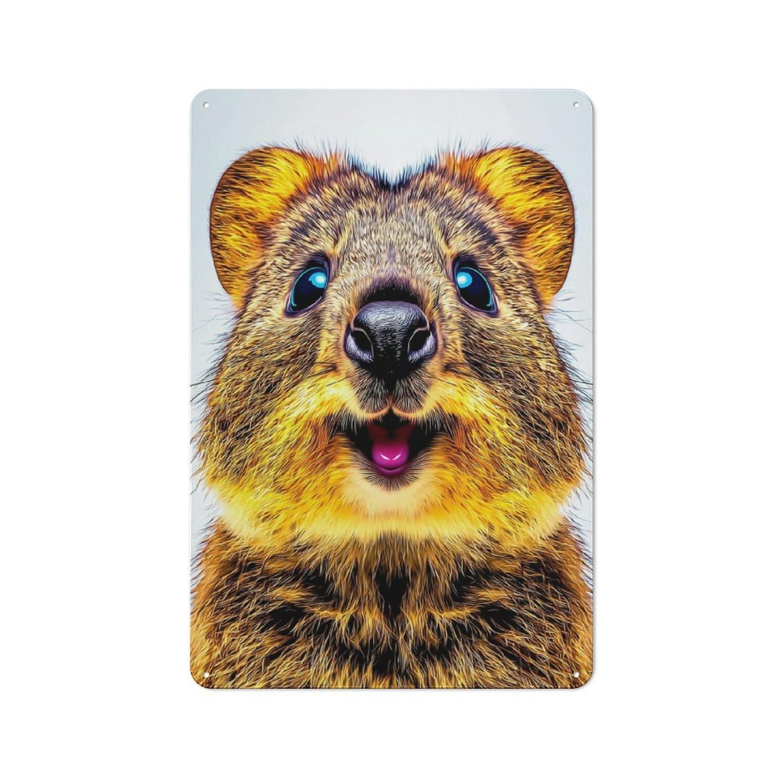 Junmoney Curious Quokka Close-Up Vintage Tin Wall Plaque 30X20cm For Café Or Restaurant, A Decorative Christmas Gift For Café Owners And Decorators