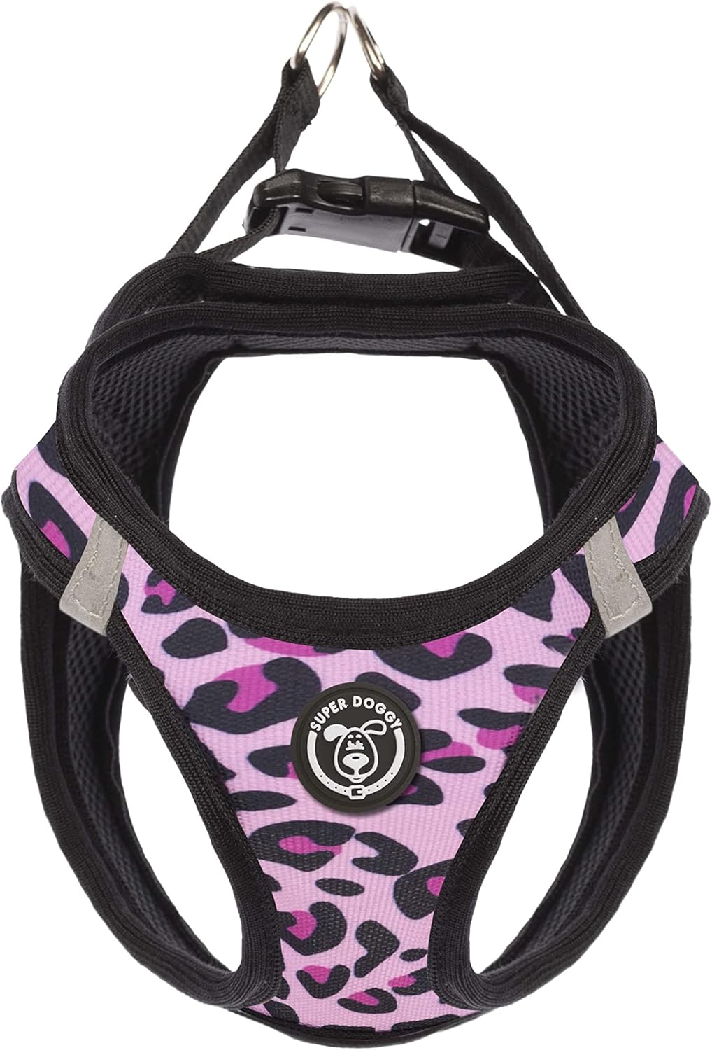 Arnes Perro Pequeño, Suave y Reflectante - Chaleco Anti-tirones para Cachorros, Transpirable con Diseños Divertidos - Malla Ajustable para Coche (XXS, Pink Leopard)