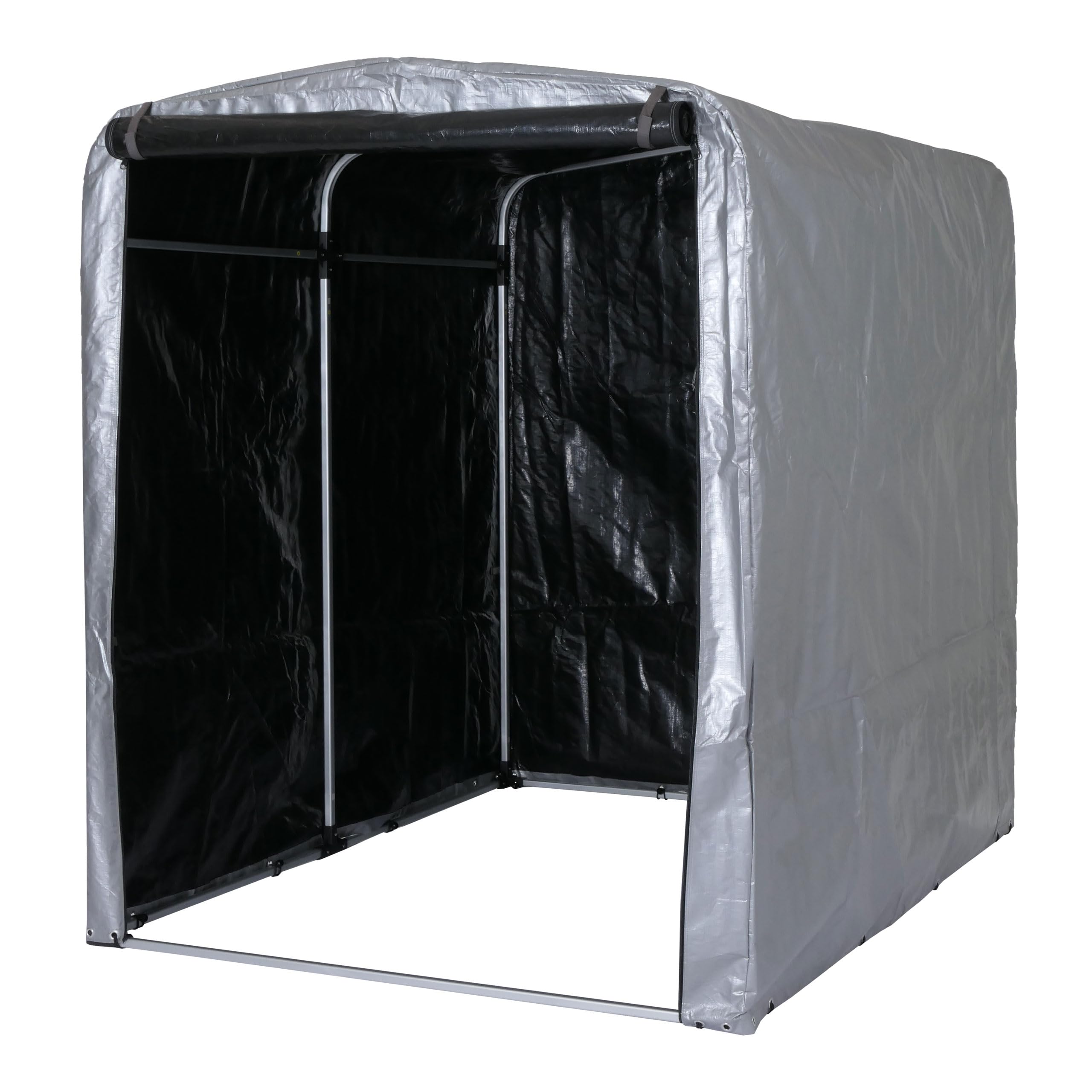 Mendler Caseta de jardín HWC-N61, caseta de jardín de aluminio, resistente a los rayos UV, resistente al agua, 201 x 157 x 201 cm, color plateado