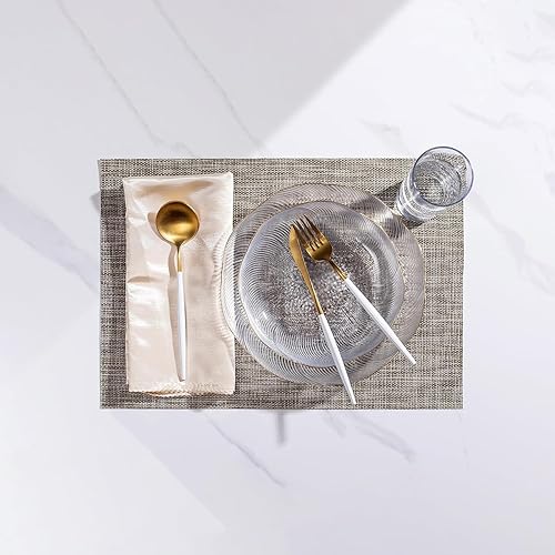 Miniatura 6 de LEXMORE Juego de 4 manteles individuales tejidos de viniloplástico para mesa de cocina para interiores y exteriores, lavables, manteles individuales