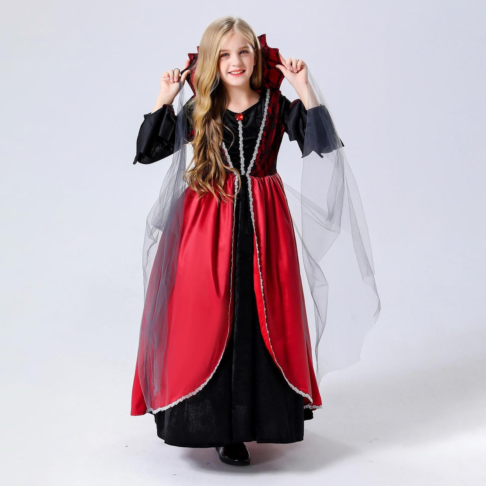 Disfraz Halloween NiñA NiñO Disfraces Medievales para Halloween Vestido Cosplay Princesa con Encaje Conjunto Juego rol Actuaciones Atuendo Otoño Invierno Elegante