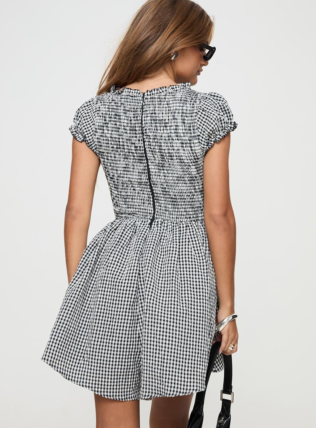 Princess Polly womens Wescott Gingham Playsuit Black/White - Image 4