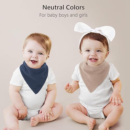 Miniatura 3 de Bearmoss Baberos de muselina para bebé, paquete de 8 baberos 100% de algodón para bebé, baberos unisex para bebés, niñas y niños, babeo y dentición