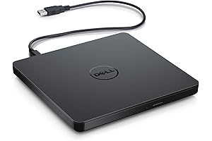 Dell External USB Slim DVD+/-RW Drive DW316 - Portable Optical Drive for Laptop, Black