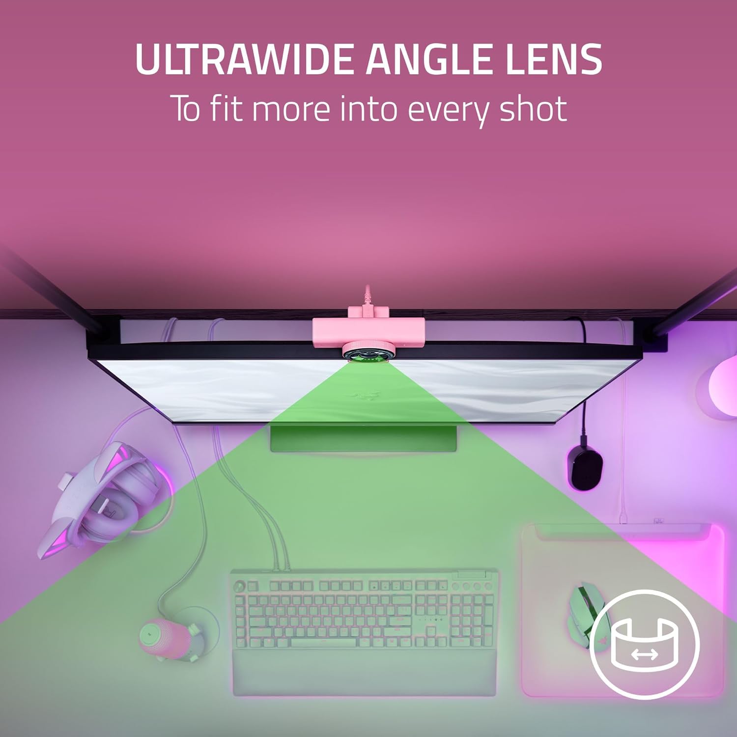 Razer Kiyo V2 Streaming Webcam: 4K 30 FPS, 1080p 60 FPS - AI Powered Auto-Framing - Built-in Microphone - Ultrawide Angle Lens - Privacy Cover - Works with OBS, Xsplit, Discord, Zoom, Teams - Pink 8 717bzFSFmgL. AC SL1500