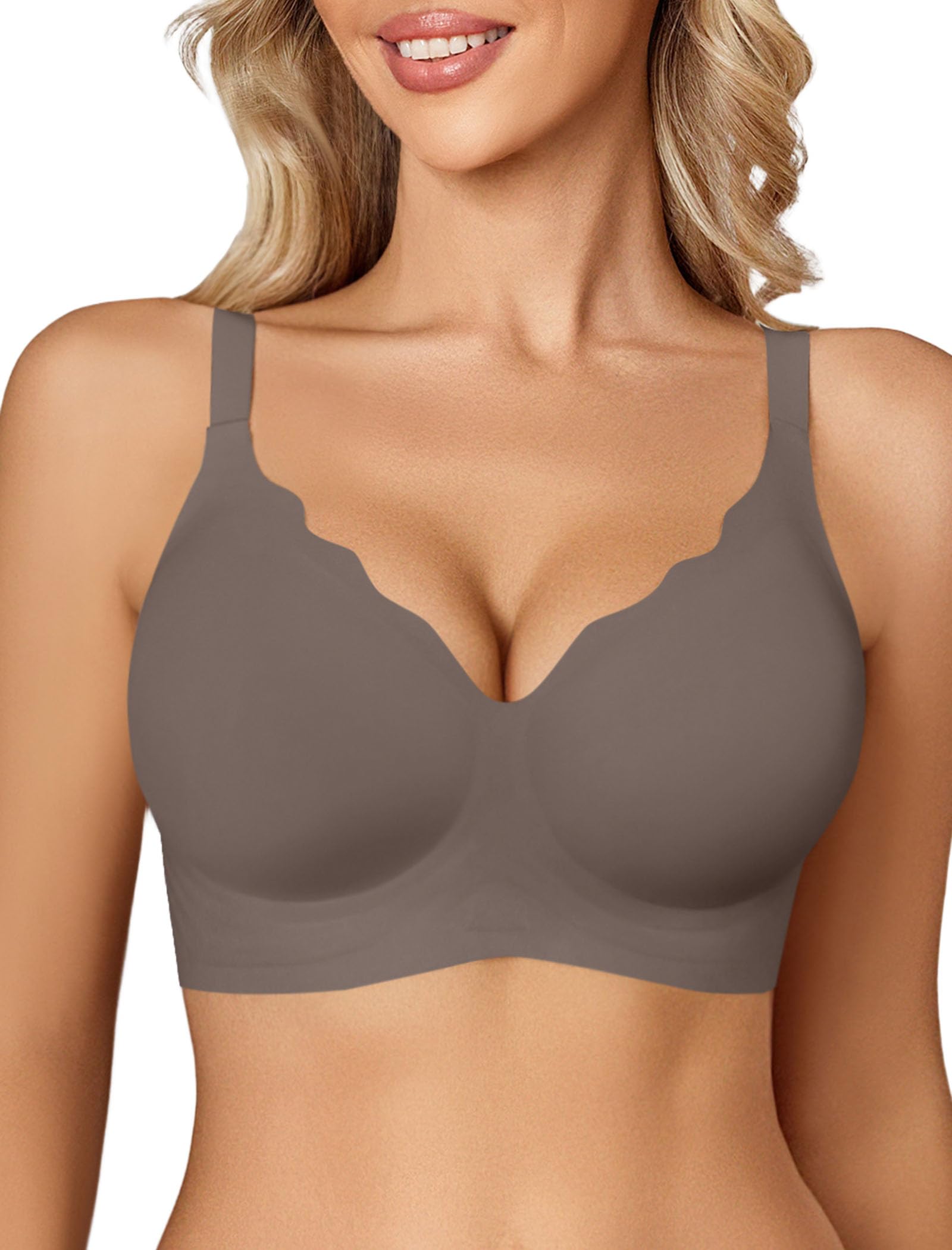 Avidlove Jelly Bras for Women No Underwire Seamless Bralettes Wireless Push Up Scalloped Full Coverage Sports Everyday Bra