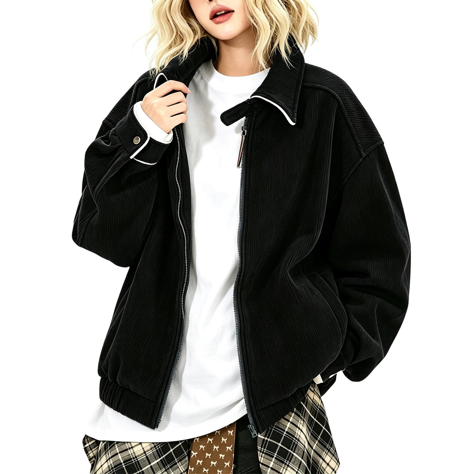 Generisch Hoodie Damen Oversize Sweatjacke mit Kapuze Reißverschluss Hoody Basic Casual Kapuzenjacke Freizeit Kapuzenpullover einfarbig Langarm Jogging Jacke locker Sportjacke Sweatshirt
