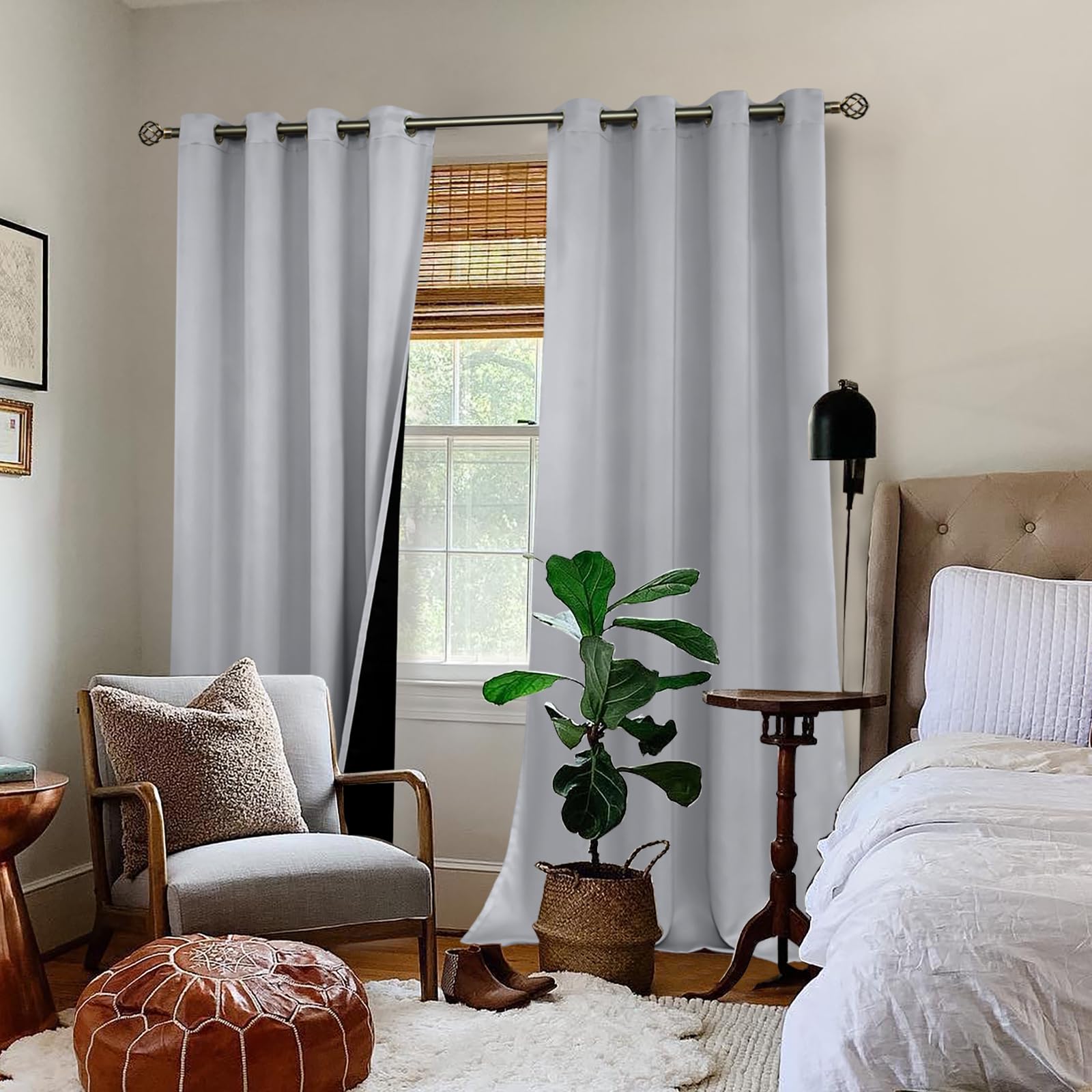 BGment Light Grey Blackout Curtains 95 Inches Long 2 Panels Set for Living Room, Thermal Insulated 100% Light Blocking Curtains & Drapes, Grommet Soundproof Curtains for Bedroom Window, Each 52 Wide