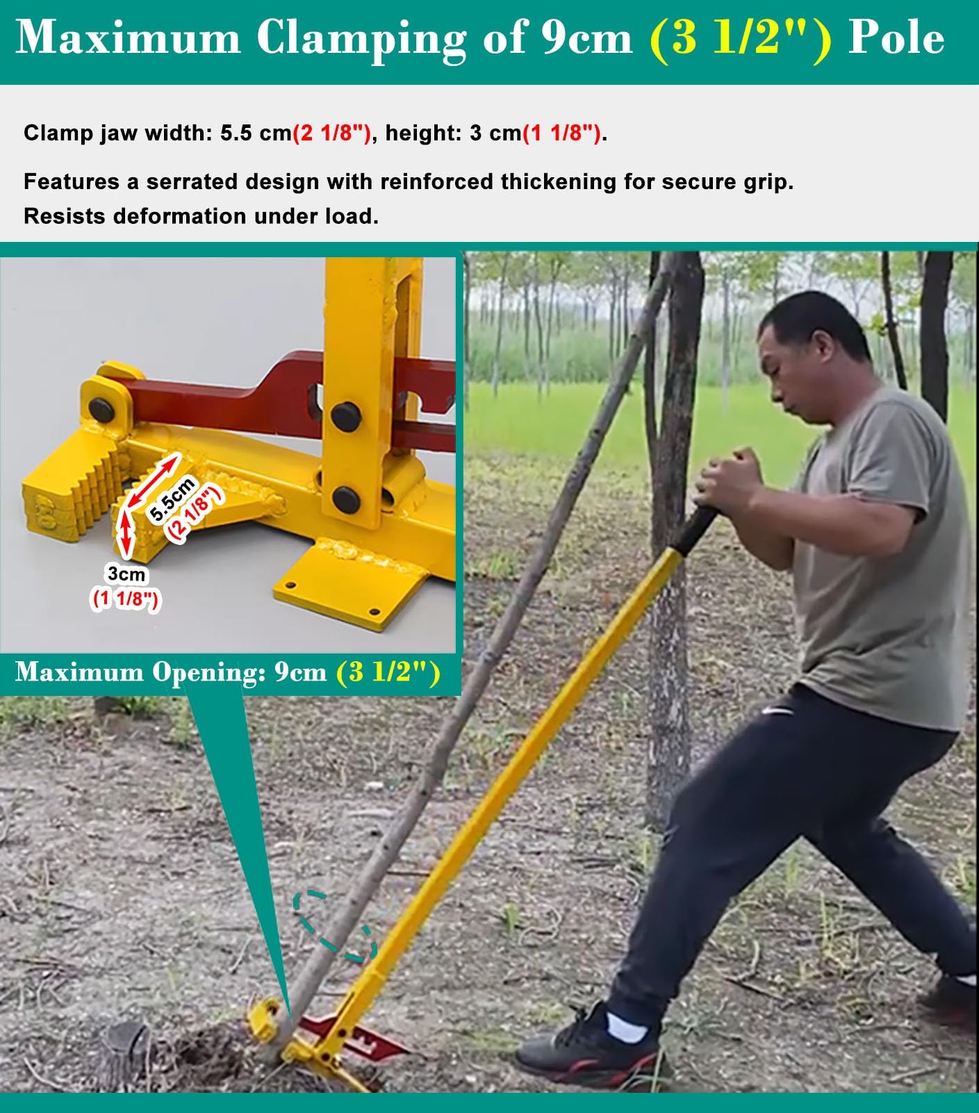 Extracteur Arrache-Souche de Grande Taille à Haut Levier - Déracine Complètement les Tiges Ligneuses de 3-9 cm, Outil de Retrait de Piquet Métallique pour Arbres/Arbustes/Vignes