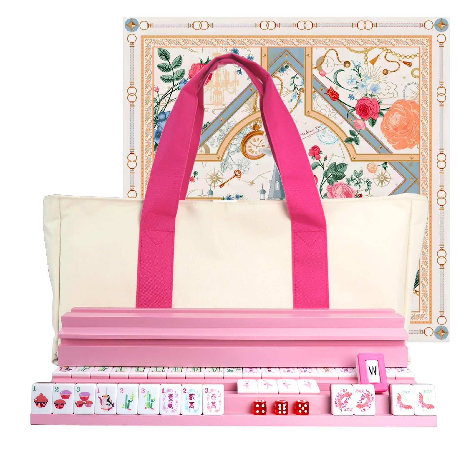 Photo 1 of American Mahjong Game Set, Portable Carrying Bag,Acrylic 160 Tiles,Western Mahjong Tiles Set,Complete Ma Jong Set (Purple)