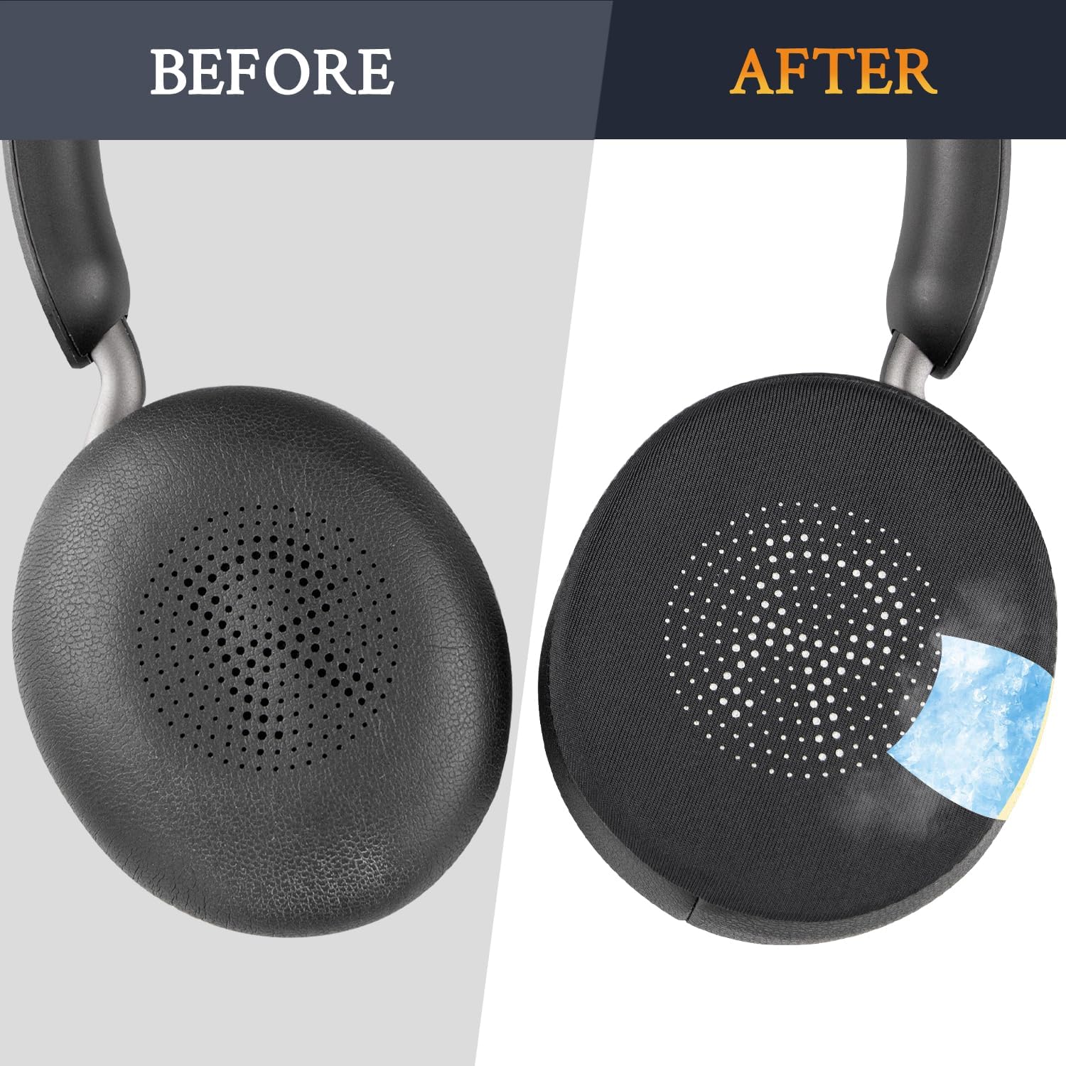 SOULWIT Cooling Gel Earpads Replacement for Jabra Evolve2 65 (Evolve 2 65MS 65UC MS UC)/Evolve2 40 (40UC 40MS USB)/Elite 45h On-Ear Wireless Headset, Ear Pads Cushions with Ice Silk Fabric - Black - Image 5