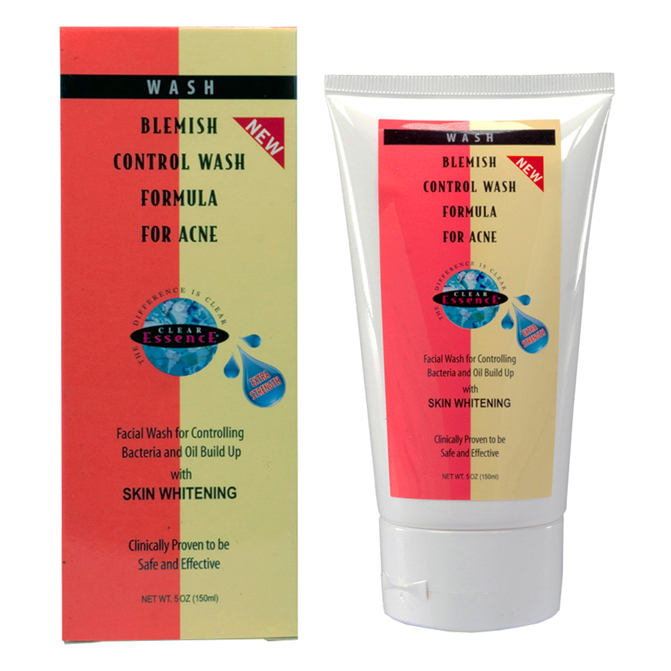 Clear Essence Platinum Blemish Control Wash Formula for Acne - Face Wash for Face, Neck, Chest or Body - Dermatologist Tested Face Moisturizer for Specifically Oily and Acne Prone - (5.0 Oz)