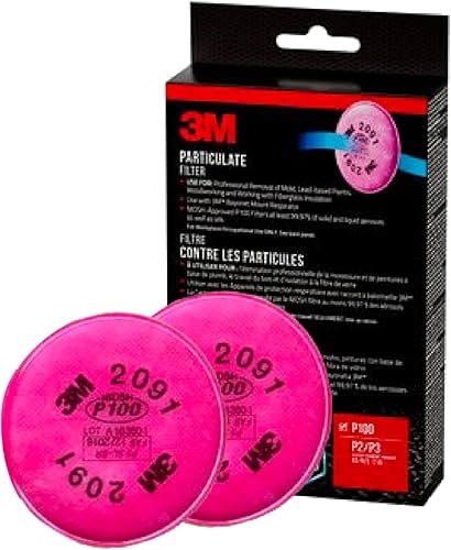 3M Filtros de partículas P100 #2091/07000, rosa, talla única, 2 unidades